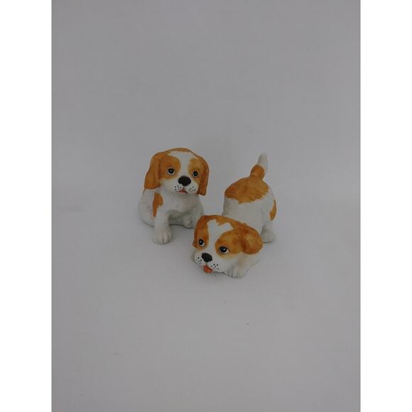 Vtg St Bernard Labs Puppy Figurines Japan 2 Puppies Tan and White Dogs (9) - Picture 2 of 7